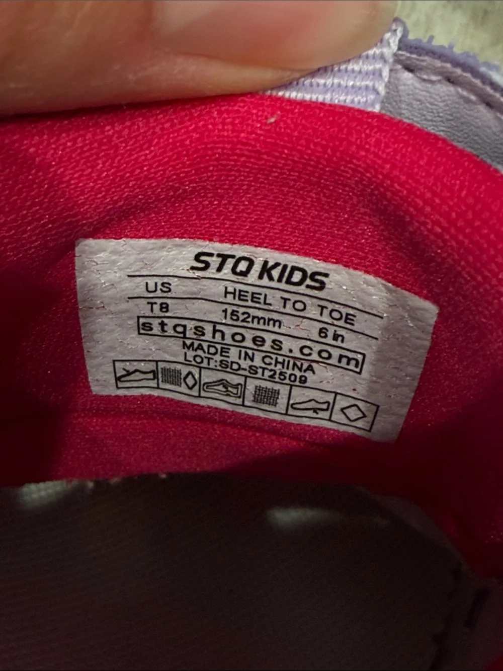 STQ KIDS Wide Toe Box Sneakers- White and Purple- US Toddler 8 Girls